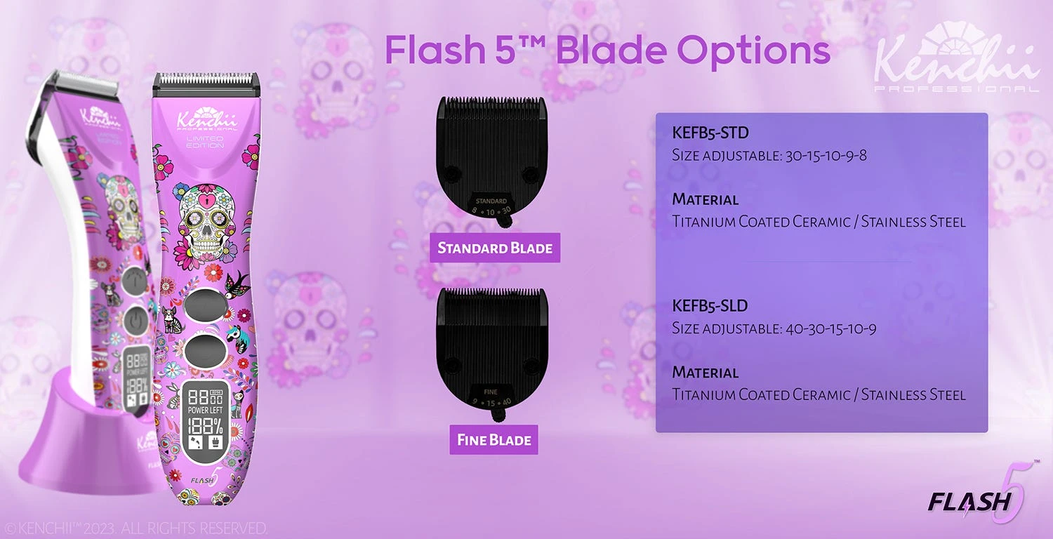 Kenchii Flash5 5-in-1 Digital Cordless Clipper Purple Dogs Edition 8 Kenchii Flash5 5-in-1 Digital Cordless Clipper Purple Dogs Edition - Image 8