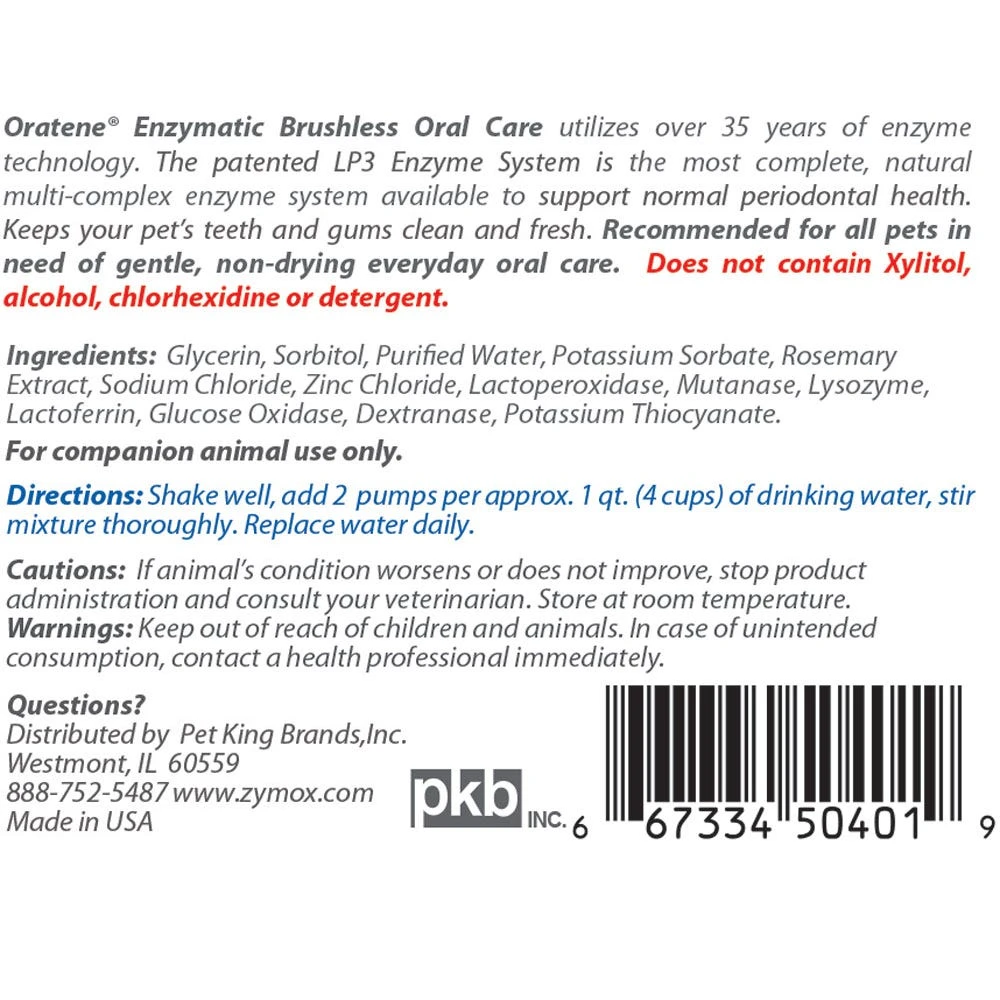 Zymox Oratene Water Additive 4 Oz Bottle 2 Zymox Oratene Water Additive 4 Oz Bottle - Image 2